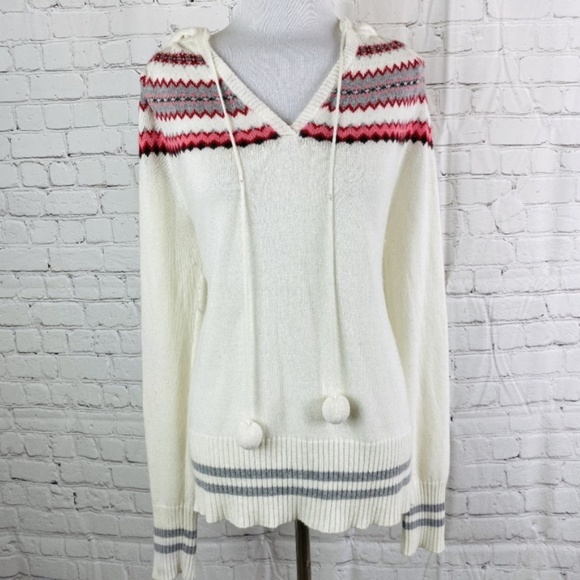 Kirra Sweaters - Vintage Angora Wool Fair Isle Hooded Knit Sweater
